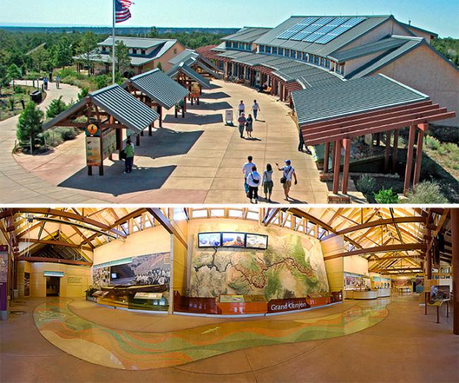 NPS Photo by Michael Quinn ©CC2; By Grand Canyon National Park ©CC2, via Wikimedia Commons Grand Canyon South Rim Visitor Center