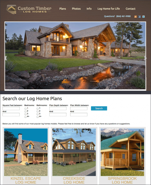 Custom Timber Log Homes home page