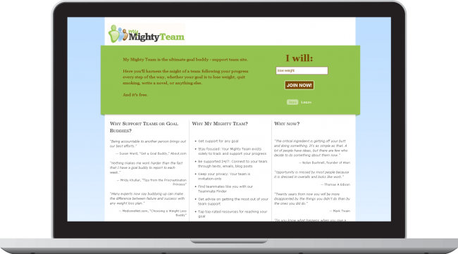 My Mighty Team Landing Page